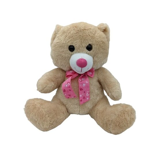 Hug & Luv Tan Plush Bear with  Scarf 16 in Big Soft and Cuddly - Picture 1 of 6